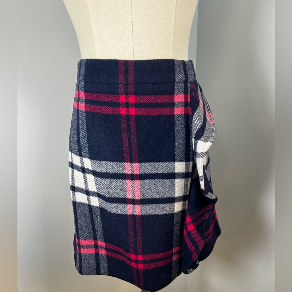 J.Crew Holiday Plaid Ruffle Accent Skirt (lined)